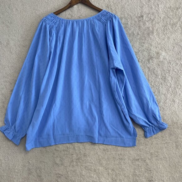 NEW Jessica Simpson XXL Blue Textured Long Sleeve Blouse Chiffon Blouse - Picture 3 of 11
